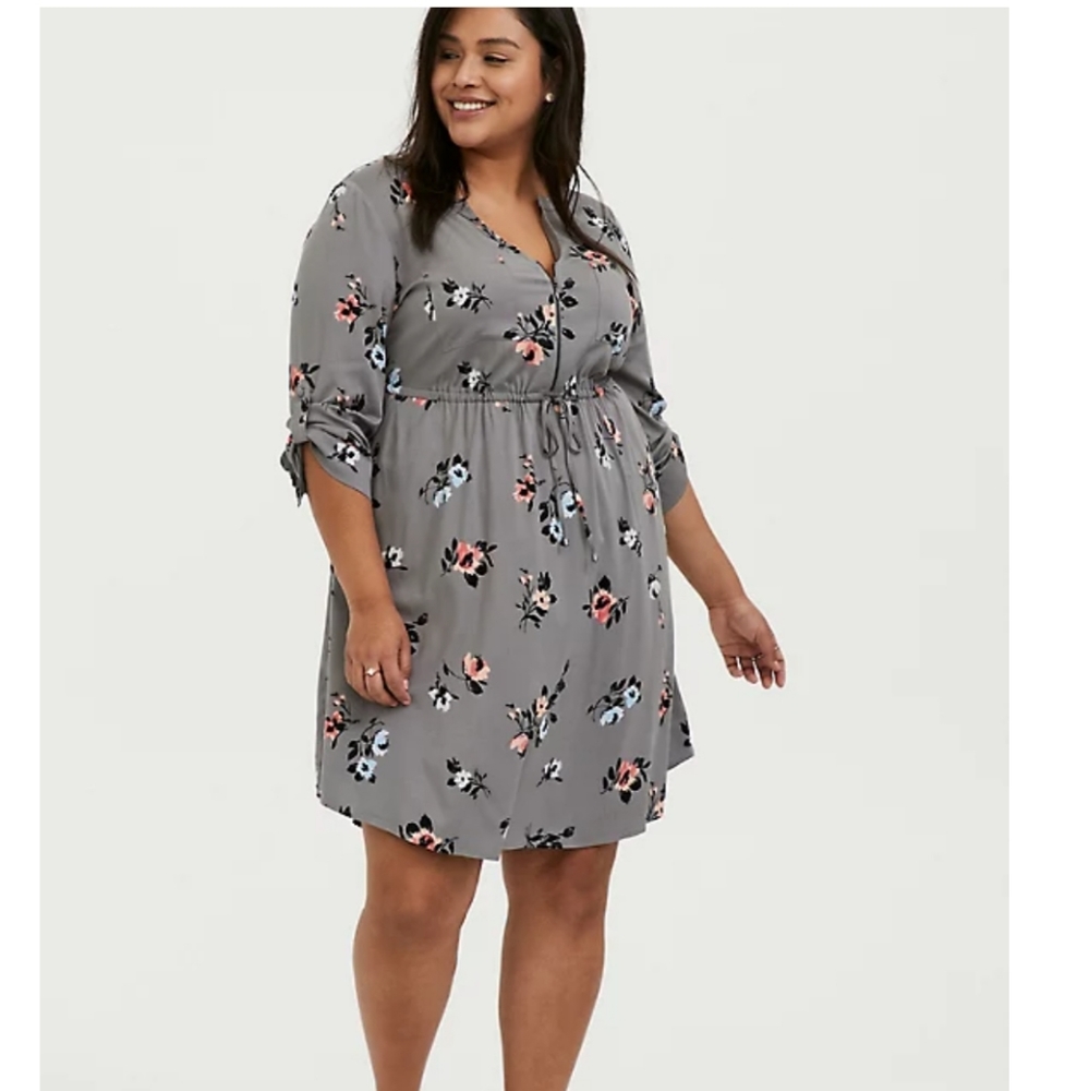 Torrid Challis Zip Up Floral Dress